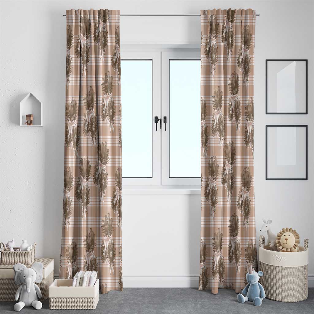 Brown Palaka Hawaii Window Curtain Hawaiian Lehua Blossoms