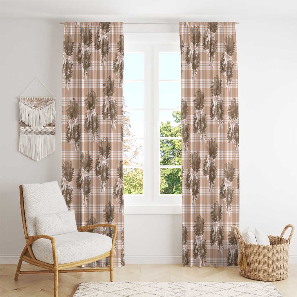 Brown Palaka Hawaii Window Curtain Hawaiian Lehua Blossoms
