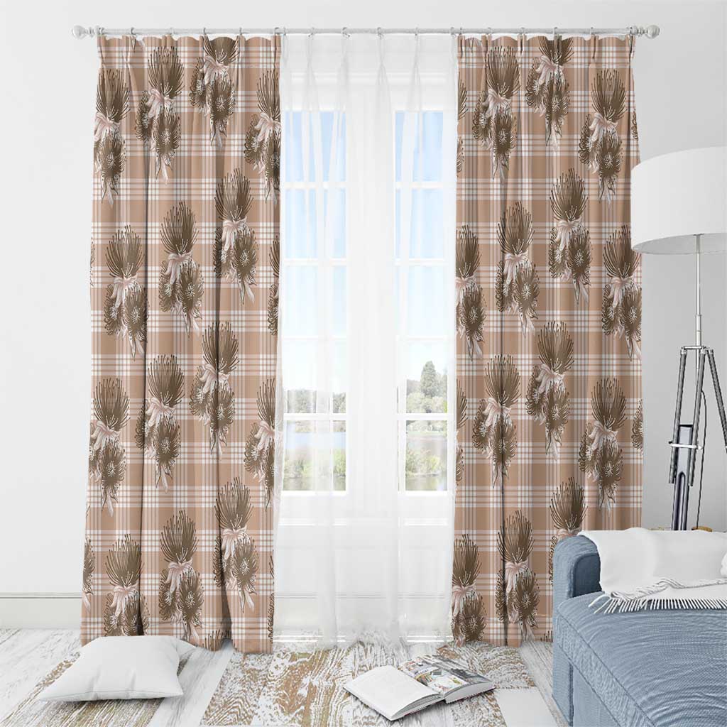 Brown Palaka Hawaii Window Curtain Hawaiian Lehua Blossoms