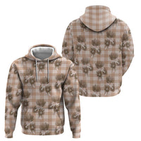 Brown Palaka Hawaii Zip Hoodie Hawaiian Lehua Blossoms