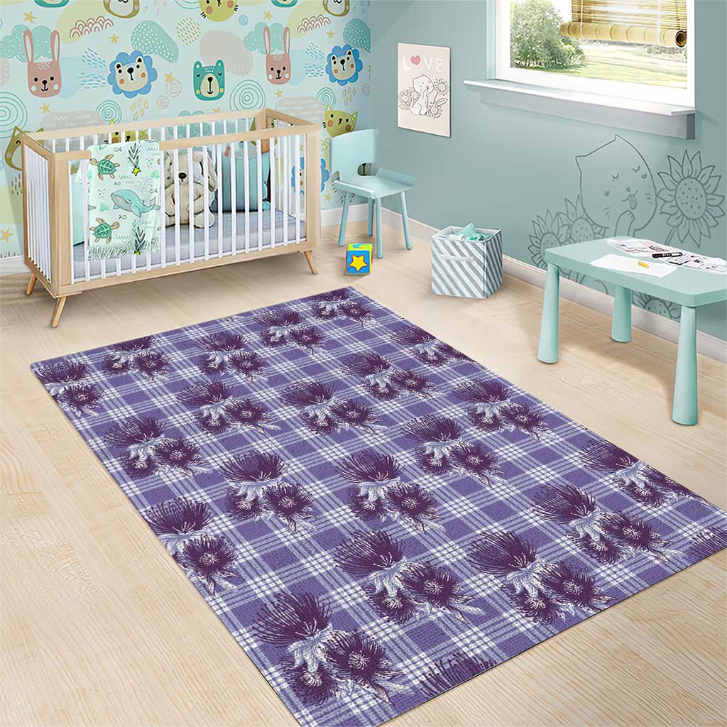 Purple Palaka Hawaii Area Rug Hawaiian Lehua Blossoms