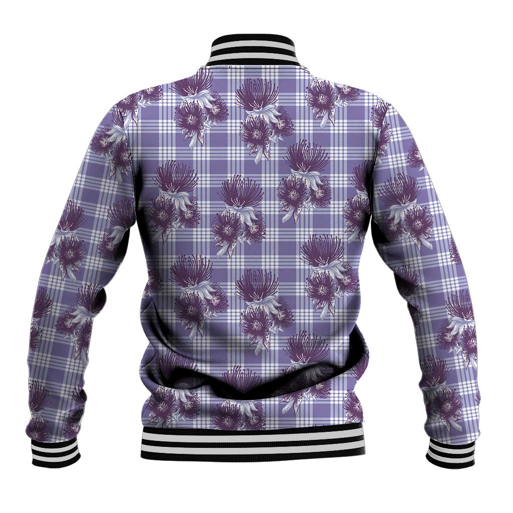 Purple Palaka Hawaii Baseball Jacket Hawaiian Lehua Blossoms