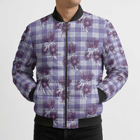 Purple Palaka Hawaii Bomber Puffer Jacket Hawaiian Lehua Blossoms