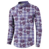 Purple Palaka Hawaii Button Sweatshirt Hawaiian Lehua Blossoms