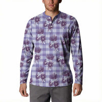 Purple Palaka Hawaii Button Sweatshirt Hawaiian Lehua Blossoms