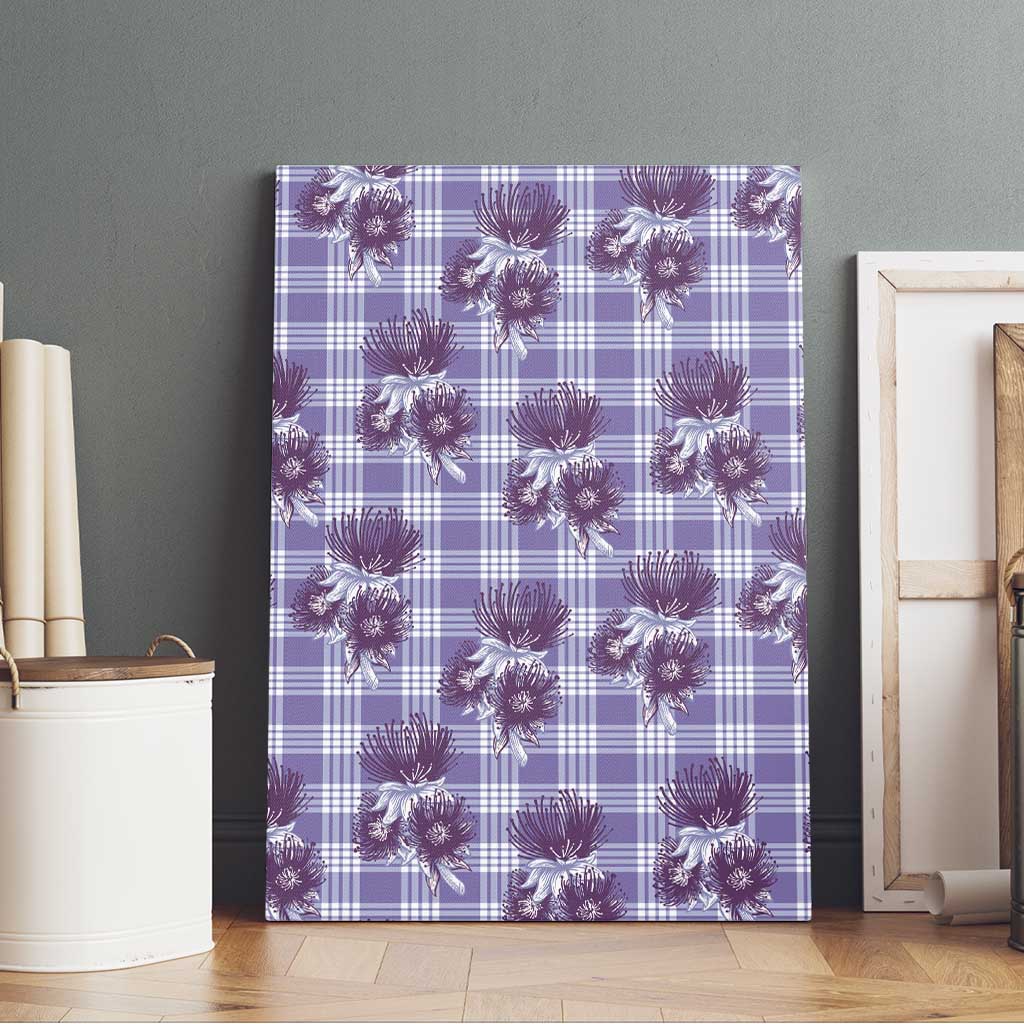 Purple Palaka Hawaii Canvas Wall Art Hawaiian Lehua Blossoms