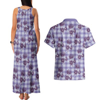 Purple Palaka Hawaii Couples Matching Tank Maxi Dress and Hawaiian Shirt Hawaiian Lehua Blossoms LT05 - Polynesian Pride