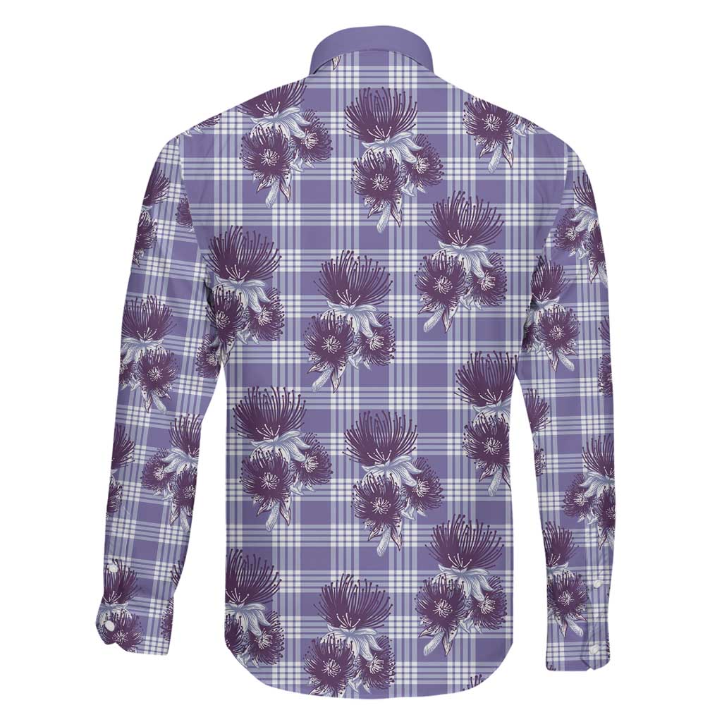 Purple Palaka Hawaii Family Matching Mermaid Dress and Hawaiian Shirt Hawaiian Lehua Blossoms LT05 - Polynesian Pride
