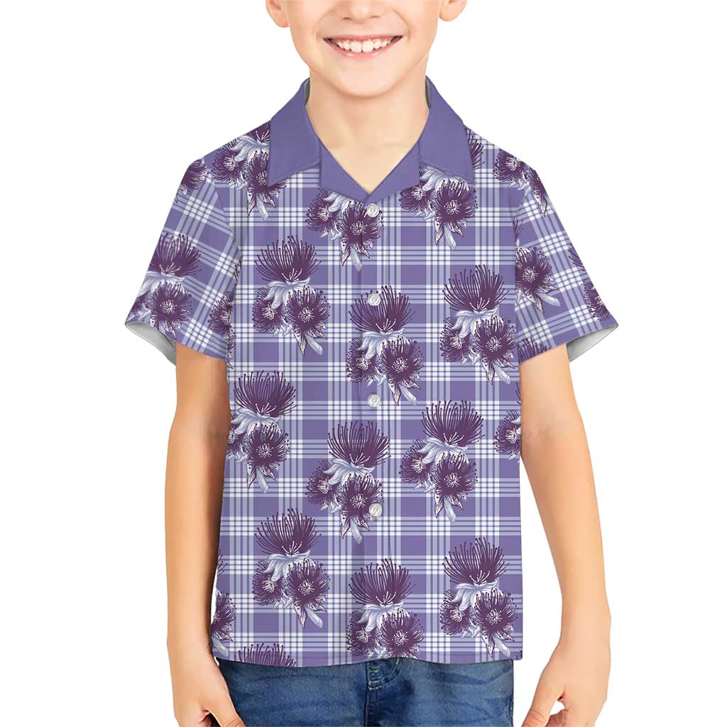 Purple Palaka Hawaii Family Matching Mermaid Dress and Hawaiian Shirt Hawaiian Lehua Blossoms LT05 Son's Shirt Purple - Polynesian Pride