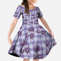 Purple Palaka Hawaii Family Matching Puletasi and Hawaiian Shirt Hawaiian Lehua Blossoms LT05 Daughter's Dress Purple - Polynesian Pride