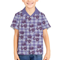 Purple Palaka Hawaii Family Matching Summer Maxi Dress and Hawaiian Shirt Hawaiian Lehua Blossoms LT05 Son's Shirt Purple - Polynesian Pride
