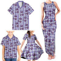 Purple Palaka Hawaii Family Matching Tank Maxi Dress and Hawaiian Shirt Hawaiian Lehua Blossoms LT05 - Polynesian Pride