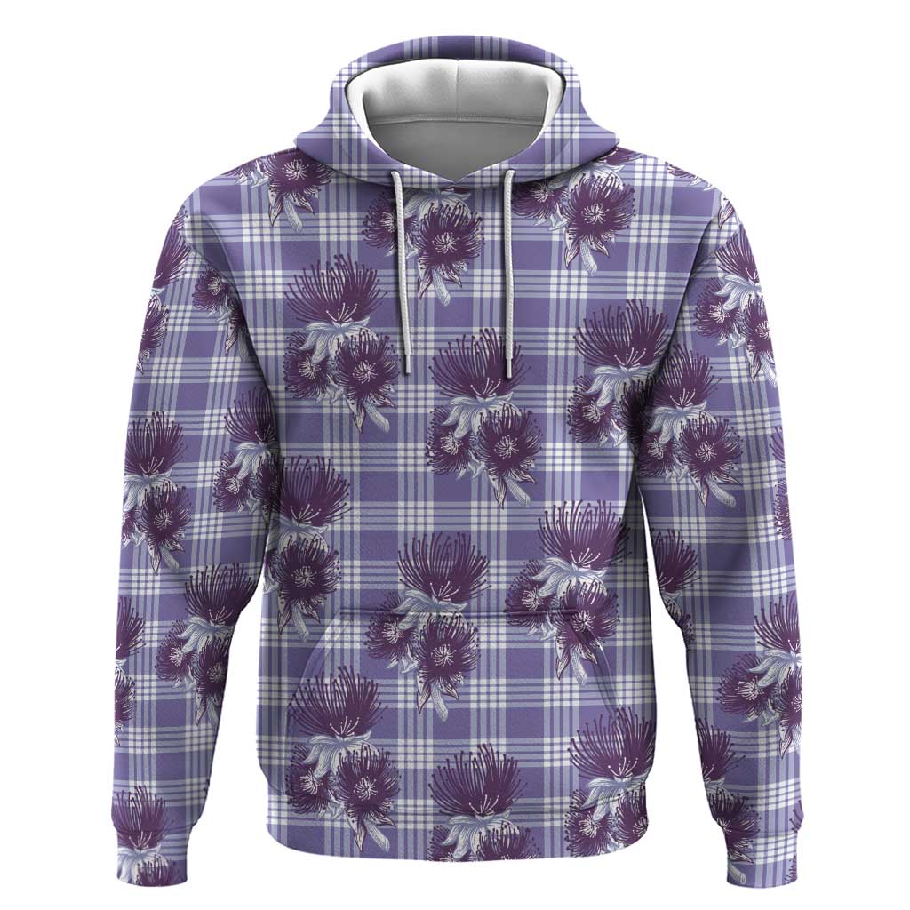 Purple Palaka Hawaii Hoodie Hawaiian Lehua Blossoms