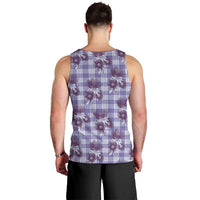 Purple Palaka Hawaii Men Tank Top Hawaiian Lehua Blossoms