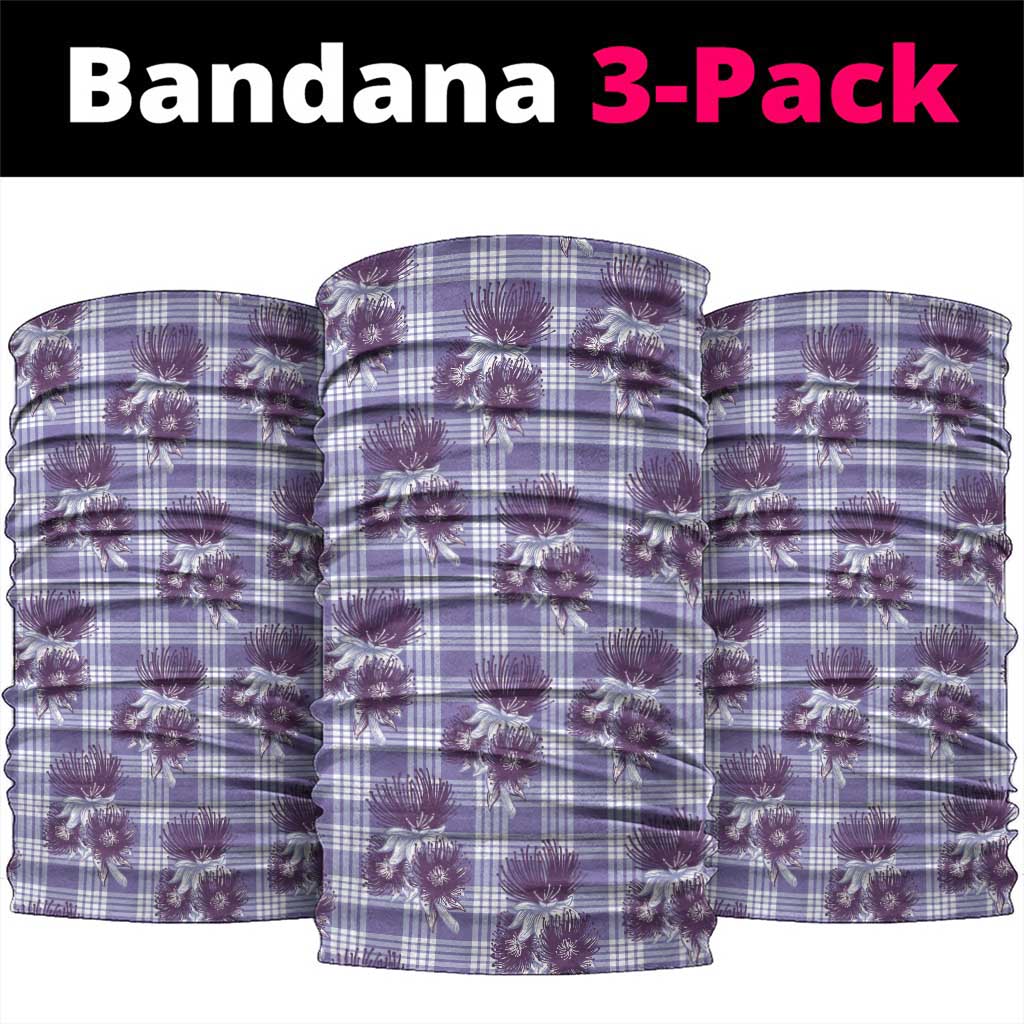 Purple Palaka Hawaii Neck Gaiter Hawaiian Lehua Blossoms