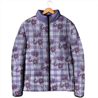 Purple Palaka Hawaii Padded Jacket Hawaiian Lehua Blossoms