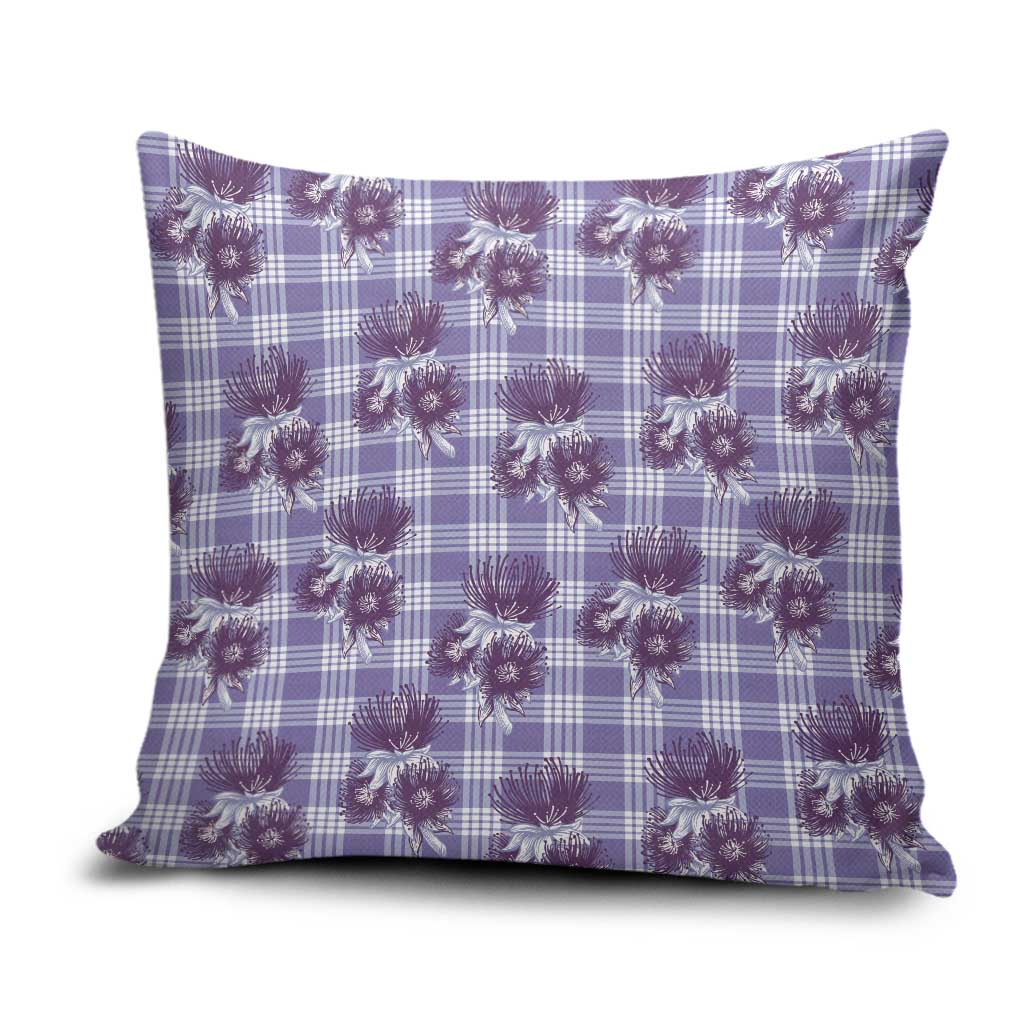Purple Palaka Hawaii Pillow Cover Hawaiian Lehua Blossoms