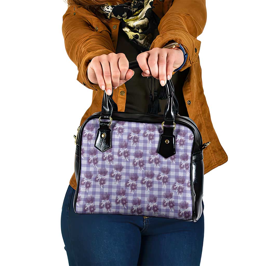 Purple Palaka Hawaii Shoulder Handbag Hawaiian Lehua Blossoms