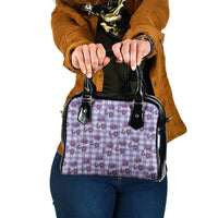Purple Palaka Hawaii Shoulder Handbag Hawaiian Lehua Blossoms