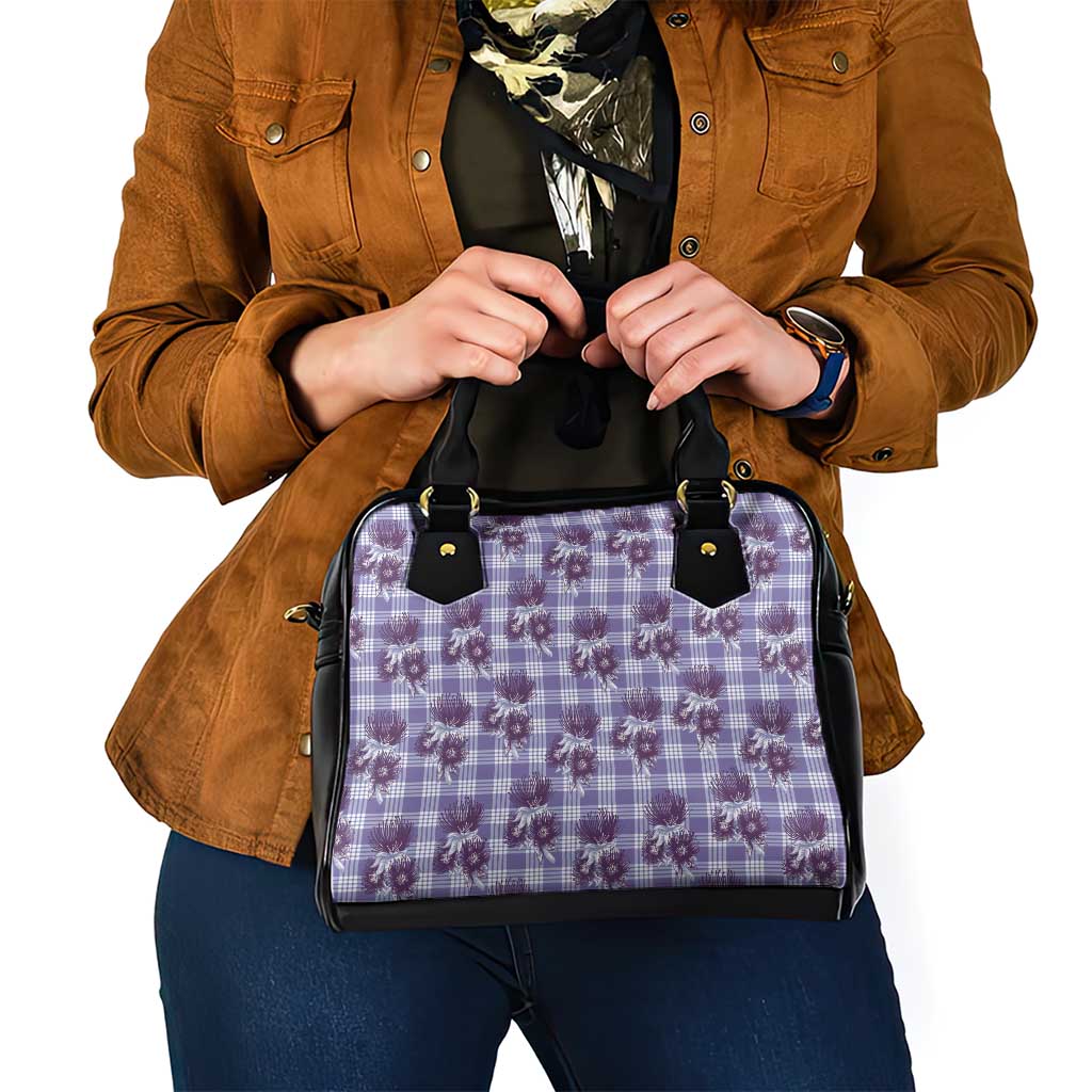 Purple Palaka Hawaii Shoulder Handbag Hawaiian Lehua Blossoms