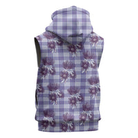 Purple Palaka Hawaii Sleeveless Hoodie Hawaiian Lehua Blossoms