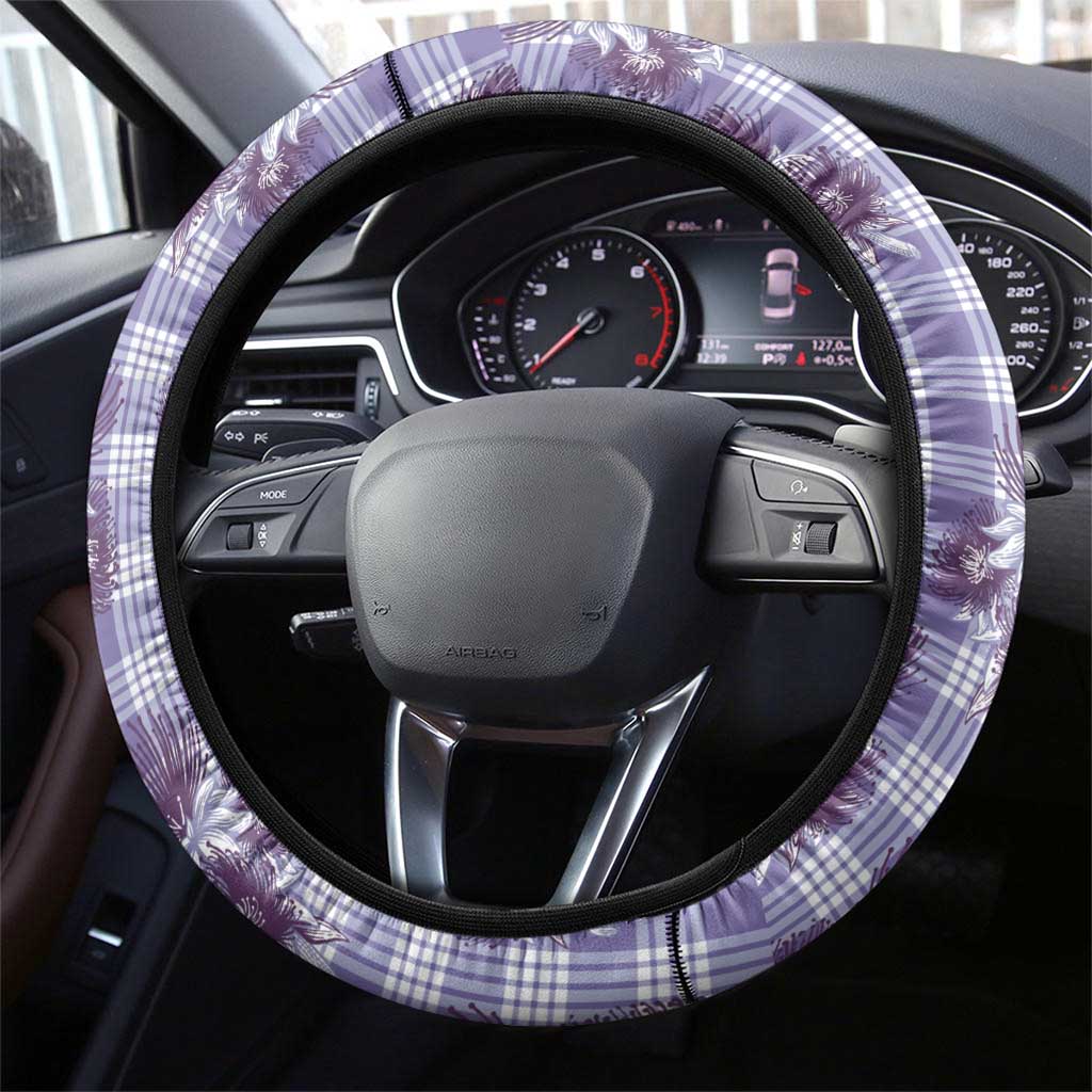 Purple Palaka Hawaii Steering Wheel Cover Hawaiian Lehua Blossoms
