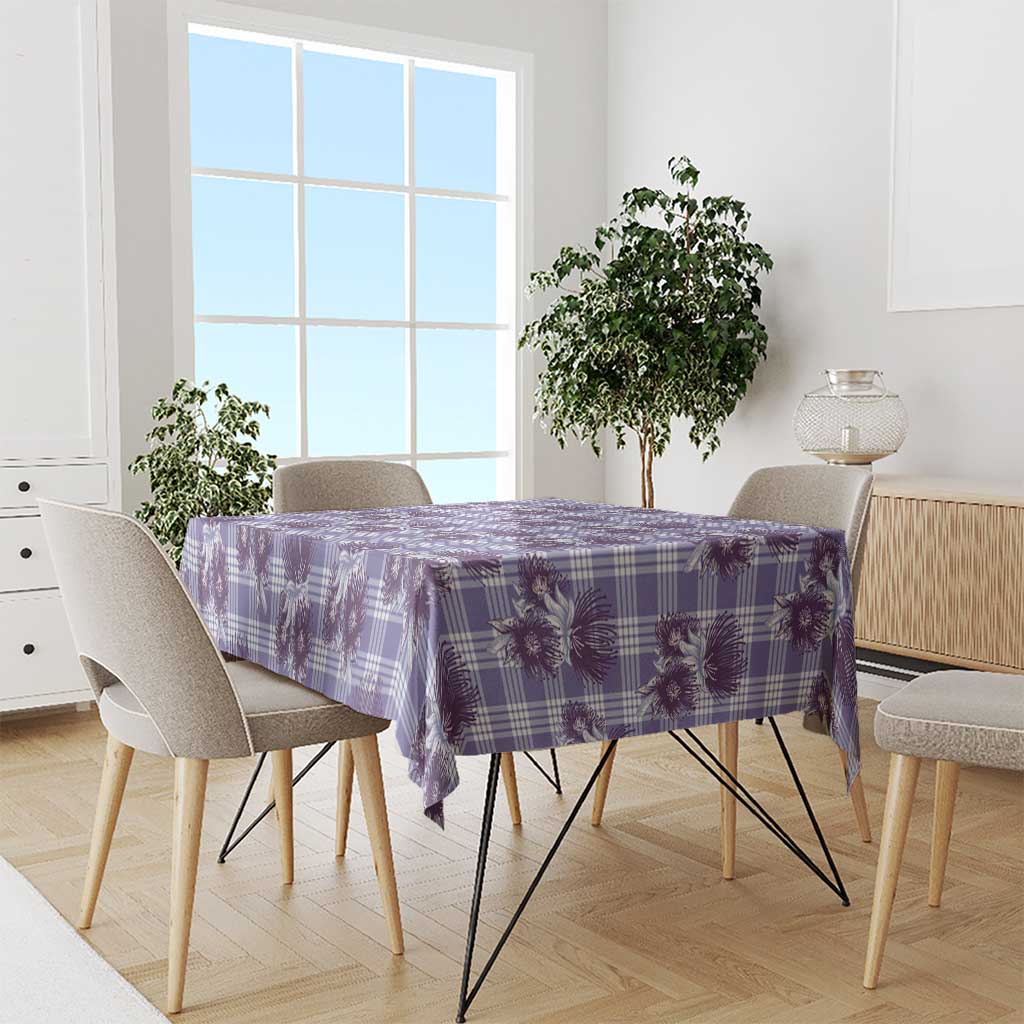 Purple Palaka Hawaii Tablecloth Hawaiian Lehua Blossoms