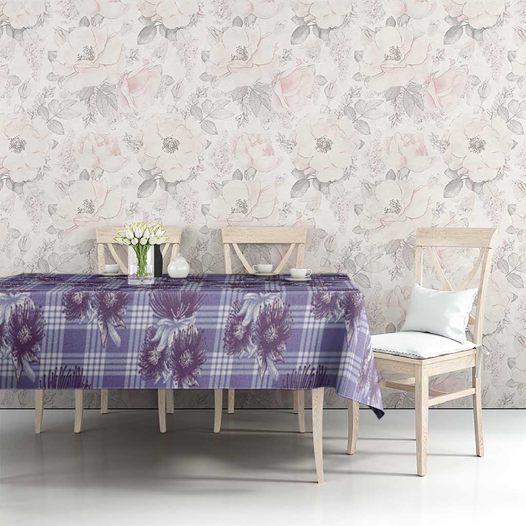 Purple Palaka Hawaii Tablecloth Hawaiian Lehua Blossoms