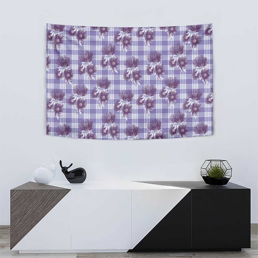 Purple Palaka Hawaii Tapestry Hawaiian Lehua Blossoms