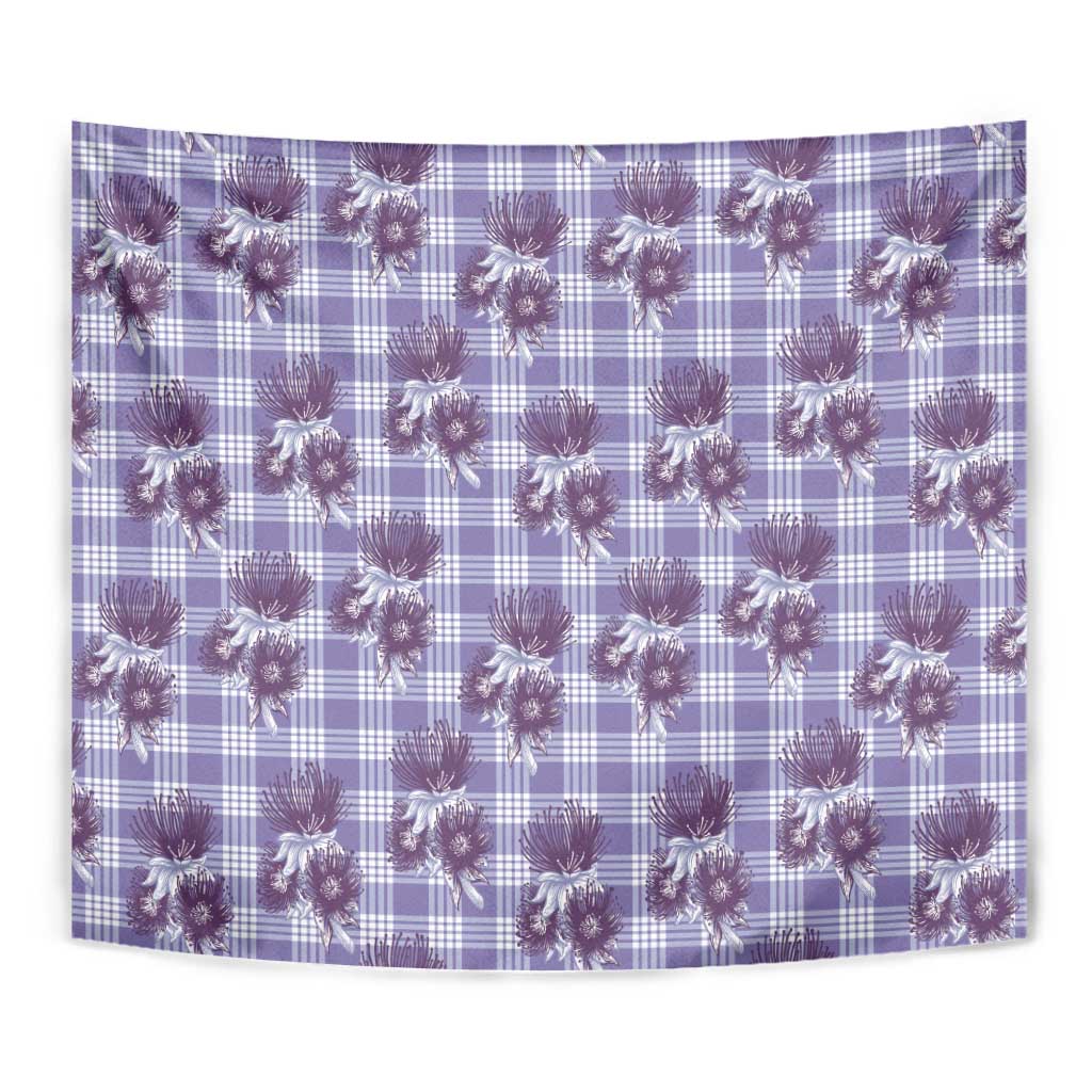 Purple Palaka Hawaii Tapestry Hawaiian Lehua Blossoms