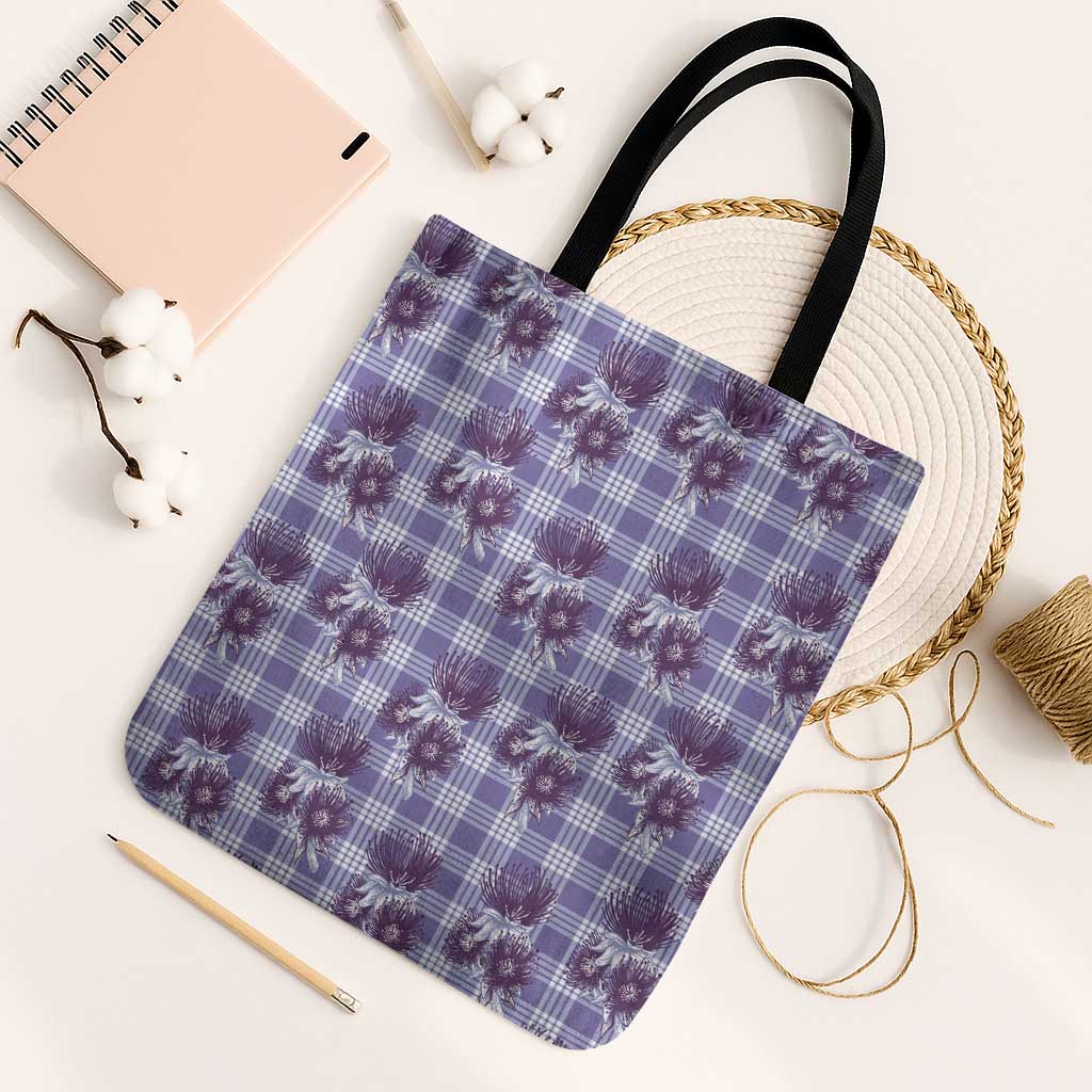 Purple Palaka Hawaii Tote Bag Hawaiian Lehua Blossoms