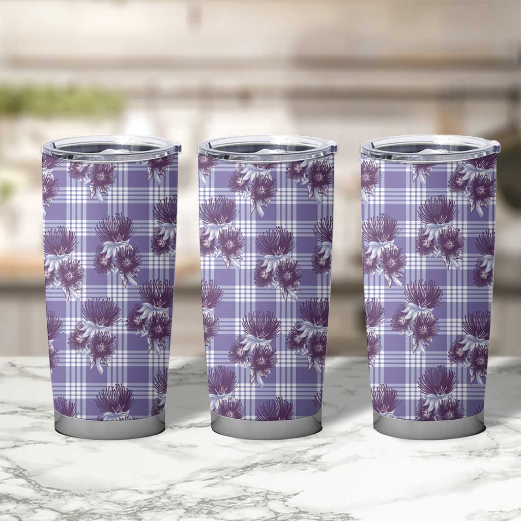 Purple Palaka Hawaii Tumbler Cup Hawaiian Lehua Blossoms