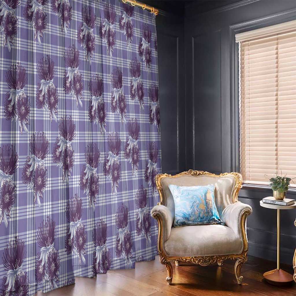 Purple Palaka Hawaii Window Curtain Hawaiian Lehua Blossoms