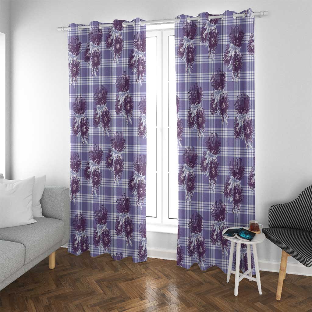Purple Palaka Hawaii Window Curtain Hawaiian Lehua Blossoms