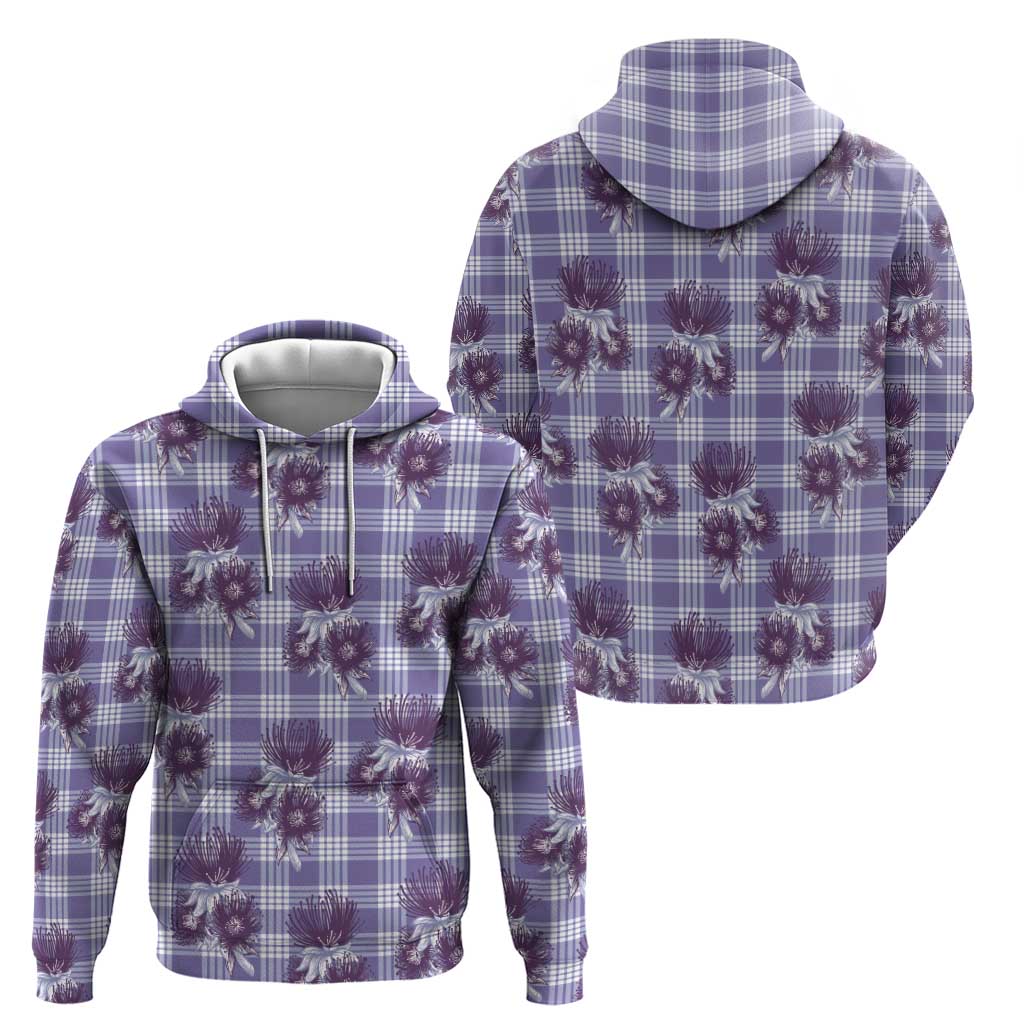 Purple Palaka Hawaii Zip Hoodie Hawaiian Lehua Blossoms