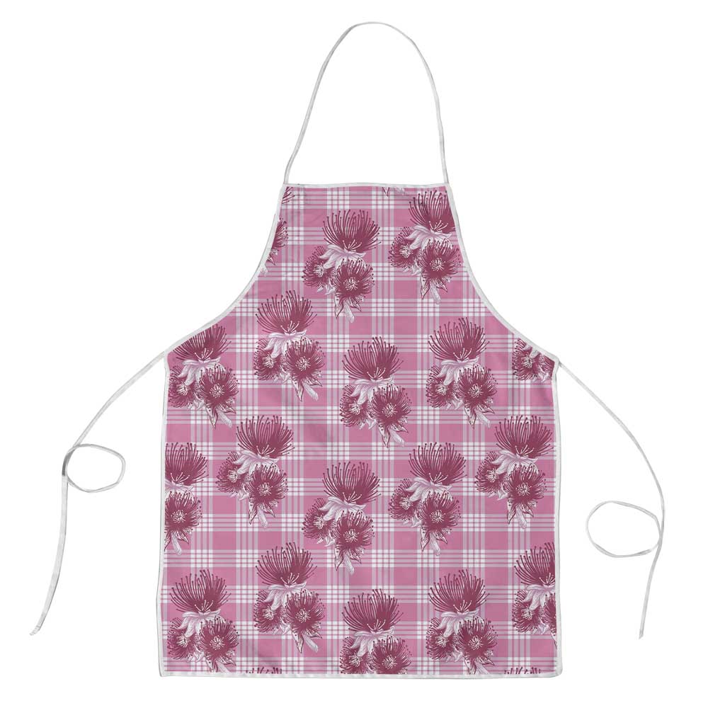 Pink Palaka Hawaii Apron Hawaiian Lehua Blossoms