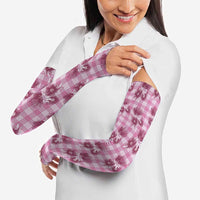 Pink Palaka Hawaii Arm Sleeves Hawaiian Lehua Blossoms
