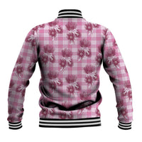 Pink Palaka Hawaii Baseball Jacket Hawaiian Lehua Blossoms
