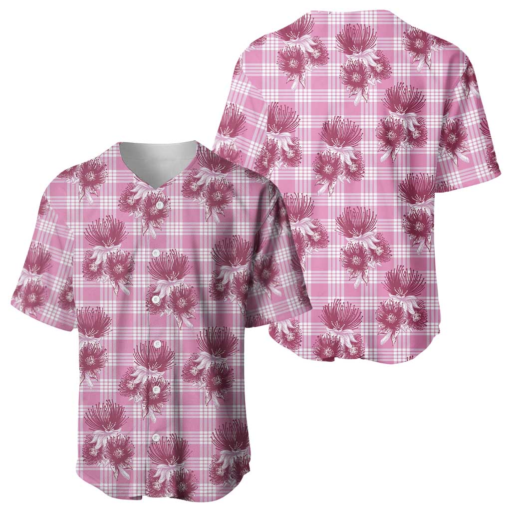 Pink Palaka Hawaii Baseball Jersey Hawaiian Lehua Blossoms