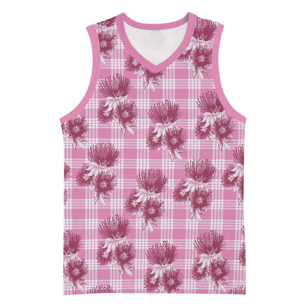 Pink Palaka Hawaii Basketball Jersey Hawaiian Lehua Blossoms