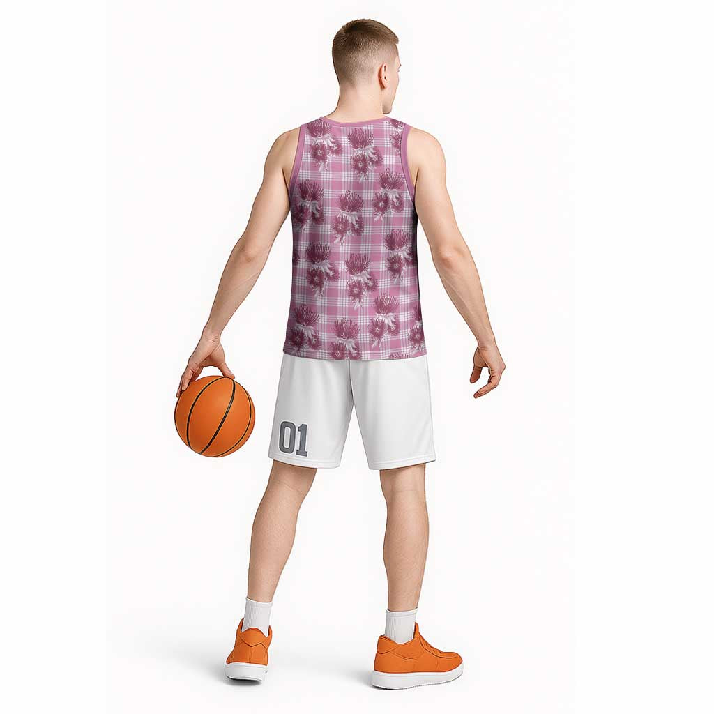 Pink Palaka Hawaii Basketball Jersey Hawaiian Lehua Blossoms