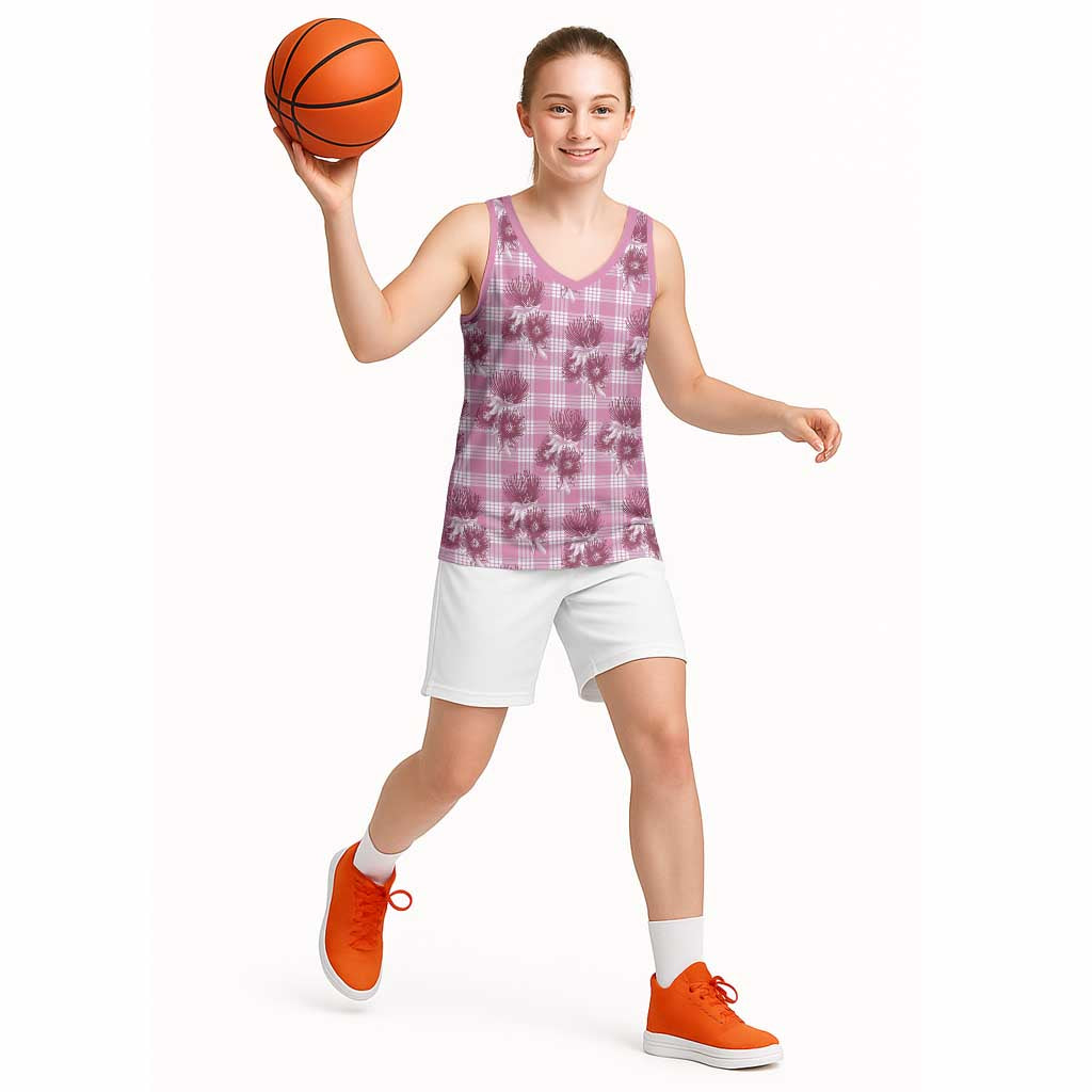 Pink Palaka Hawaii Basketball Jersey Hawaiian Lehua Blossoms