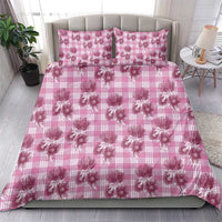 Pink Palaka Hawaii Bedding Set Hawaiian Lehua Blossoms