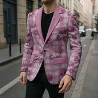 Pink Palaka Hawaii Blazer Hawaiian Lehua Blossoms