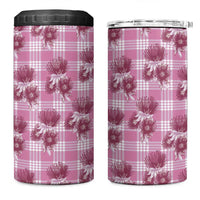 Pink Palaka Hawaii 4 in 1 Can Cooler Tumbler Hawaiian Lehua Blossoms