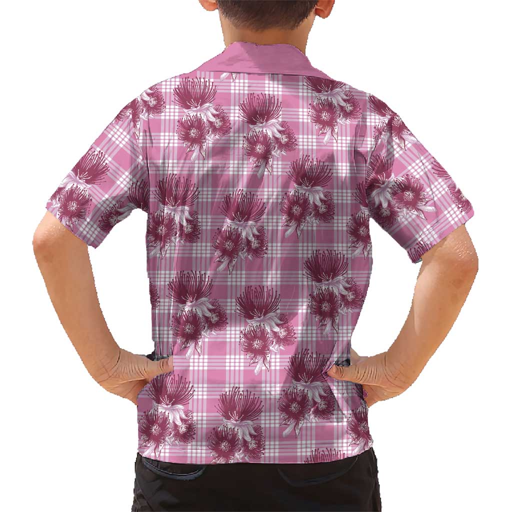 Pink Palaka Hawaii Family Matching Mermaid Dress and Hawaiian Shirt Hawaiian Lehua Blossoms LT05 - Polynesian Pride