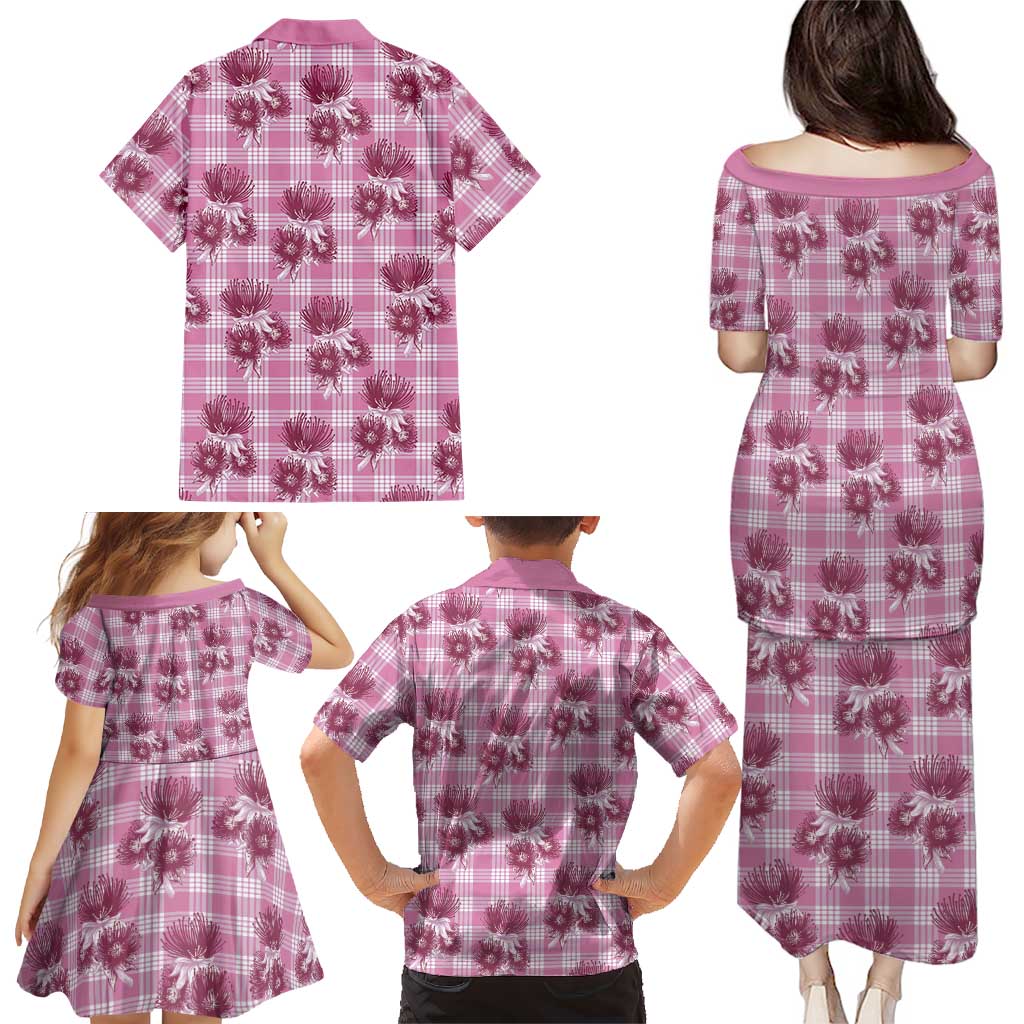 Pink Palaka Hawaii Family Matching Puletasi and Hawaiian Shirt Hawaiian Lehua Blossoms LT05 - Polynesian Pride