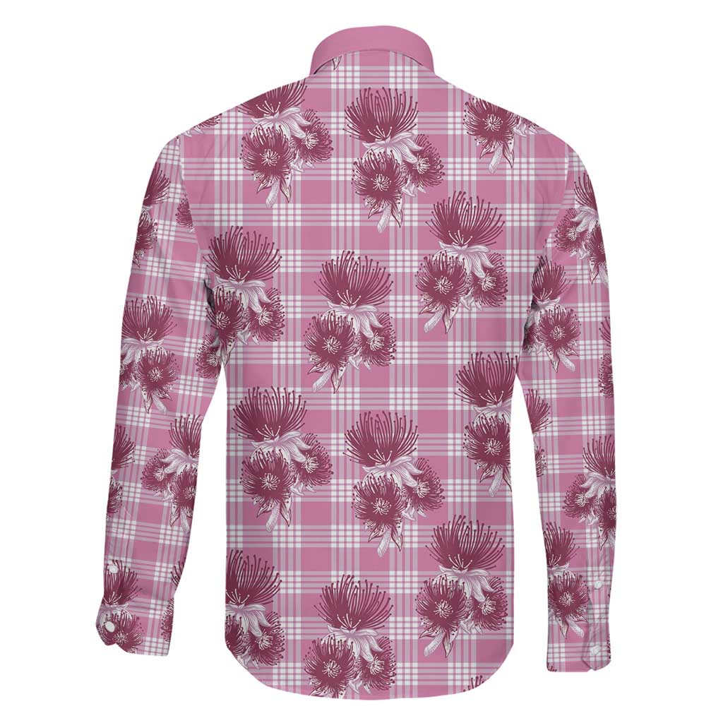 Pink Palaka Hawaii Family Matching Short Sleeve Bodycon Dress and Hawaiian Shirt Hawaiian Lehua Blossoms LT05 - Polynesian Pride