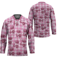 Pink Palaka Hawaii Hockey Jersey Hawaiian Lehua Blossoms