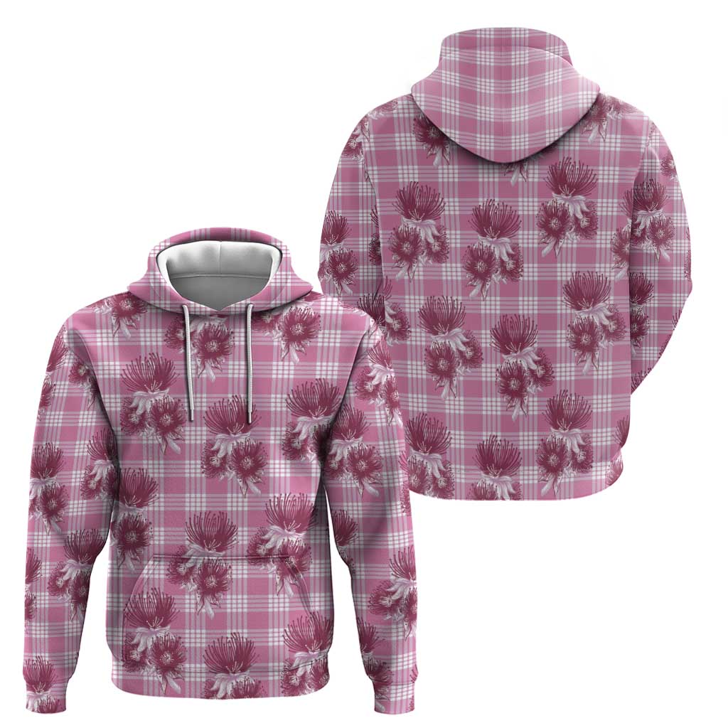 Pink Palaka Hawaii Hoodie Hawaiian Lehua Blossoms